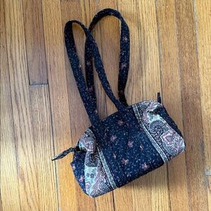 vintage Vera Bradley Navy Black Floral Shoulder Bag